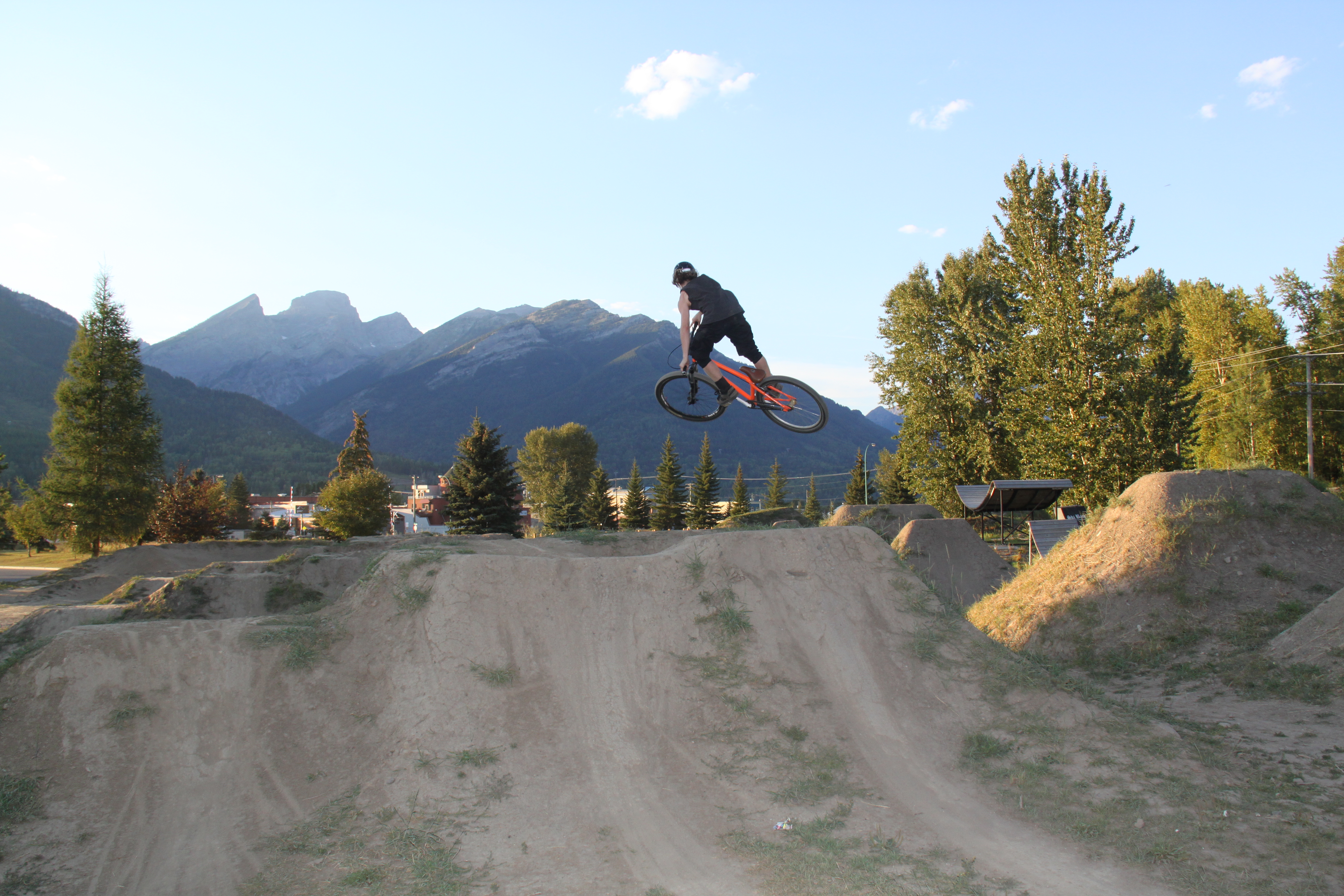 Dirt jumper at the Fernie Dirtjump park, Fernie, Bristish Columbia.
